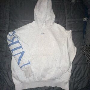 Nike Gray Spell Out Blue Letter Hoodie size M